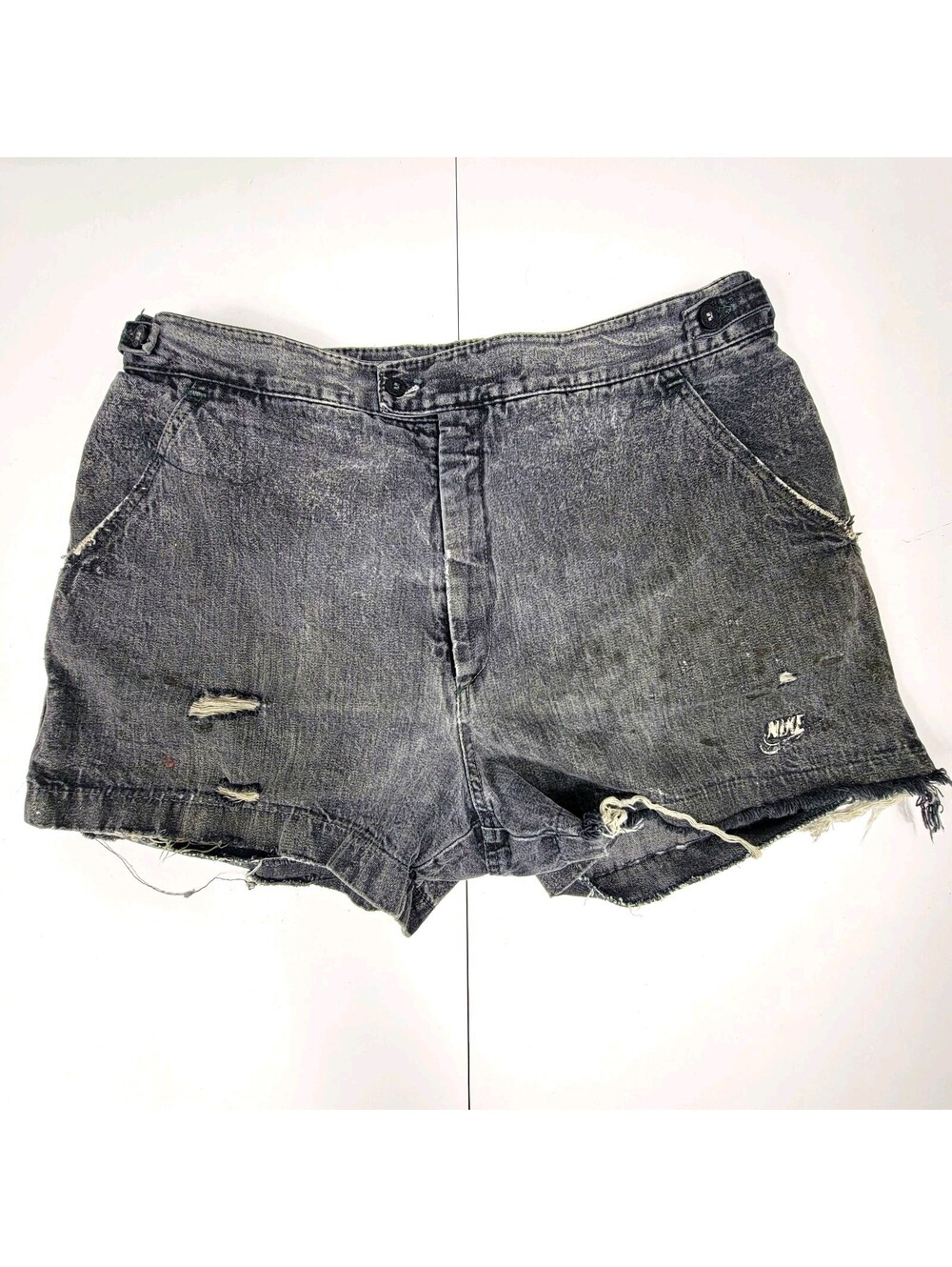 Vintage Nike Challenge Court Denim Shorts 90s Andre Agassi Tennis Acid Wash Wear